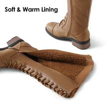 Women's Knee High Riding Combat Boots Side Zipper Motorcycle Boots Outdoor Casual For Fall And Winter - 駝色 - 查看 4