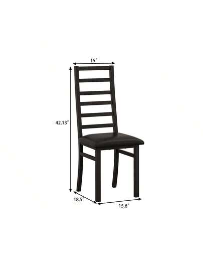 Set Of Metal Dining Chairs, Steel Legs PU Leather Seats, Armless High Back Kitchen, Living Room, Grijs view 2