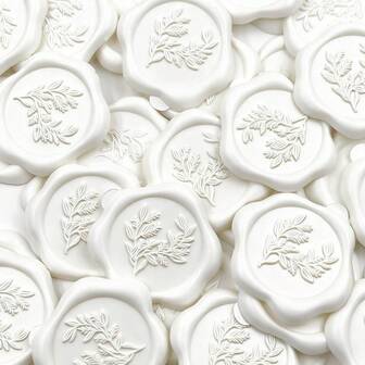 20 PIEZAS/40 PIEZAS/60 PIEZAS Pegatinas de sello de cera autoadhesivas de eucalipto blanco para regalos, sobres de invitaciones de boda