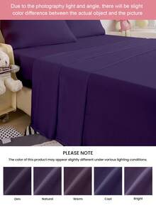 1pc Supersoft Plain Flat Sheet, Hotel Luxury 1500 Thread Count Flat Sheet, Wrinkle-Free, Stain-Resistant, Machine Washable, Home Bedding, School Bedding, Oeko-Tex Certified, Dark Purple - Dark Purple - View 6