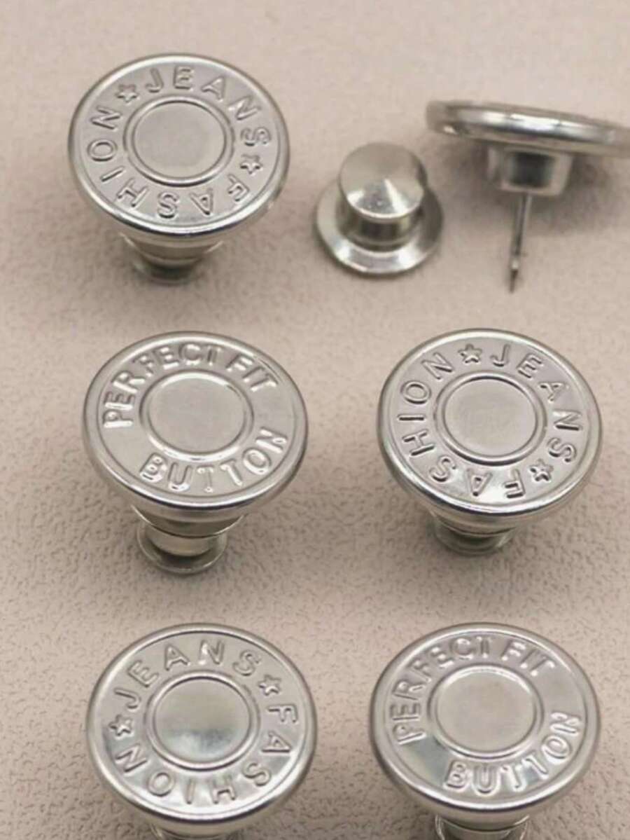 5 /10 Nail-Free Detachable Jeans Button Replacement Set For Valentine's Day, Wedding, Birthday, Buttons, Sewing, Sewing Supplies, Sewing Accessories, Craft Supplies, DIY, Adult Handicrafts, Metal Waist-Cinching Nail-Free Buttons, Adjustable Waistline To Change Size, I-Shaped Buttons - Multicolor - View 1