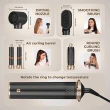 5-In-1 Hair Dryer Brush With Heat Styling & Negative Ion Technology - Multi-Functional Styler For Blow Drying, Curling, & Straightening - Fast, Smooth, And Frizz-Free Results - Ideal Valentine's Day Gift