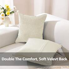 YSTYLE Juego de 2 fundas de cojín de chenilla, suaves y modernas, decorativas, con cremallera oculta, para sofá, dormitorio, sala de estar y balcón. - Crema - Ver 4