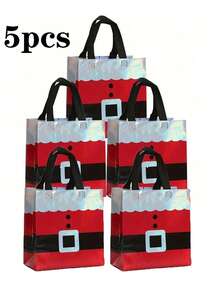 20 Pcs Christmas Gift Bag With Laser Engraved Handle, Holographic Santa Design - Christmas Bags, Gift Bags, Party Gift Bags,Non-Woven Bag ,9.05x8.66x4.3in Large Capacity Gift Bag, Suitable For Party Carrying, Suitable For Birthdays, Anniversaries,Gift Exchange, Baptisms, Christmas Gifts, Etc - Multicolor - View 13