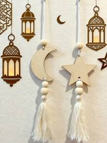 1pc Ramadan Pendant, Plaque, Moon & Star Door Hanging Plaque, Wall Decor, Suitable For Home, Room, Party, Home Decor, Room Decor, Wall Decor