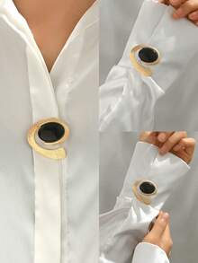 1 chiếc khuy măng sét và kẹp cổ áo sơ mi kiểu Pháp chất lượng Châu Âu và Mỹ, hình giọt nước cách điệu, mạ vàng mờ, gợi cảm. - Nhiều màu - Xem 1