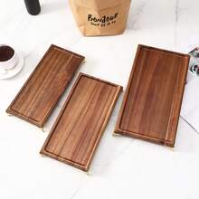 1 pieza Bandeja rectangular de madera de palo de rosa, disponible en 3 tamaños: plato de desayuno, plato de postre, plato de pan, plato de aperitivo, plato de sushi, bandeja de taza rectangular, bandeja de té de la tarde, plato de dulces - Marrón - Ver 1