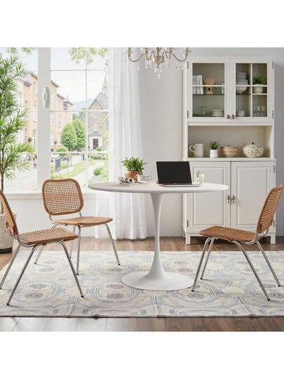 Set Of Metal Dining Chairs, Steel Legs PU Leather Seats, Armless High Back Kitchen, Living Room, Grijs view 3