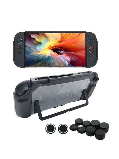 1 Set For Nintendo Switch 2: 1pc Mecha Protective Case + 10pcs Joystick Cap, Shockproof, Explosion-Proof, Scratch-Resistant, Sweat-Proof, Full Protection. The Protective Case Can Be Directly Inserted Into The Charging Dock, Enhancing Gaming Operation Feel And Experience.