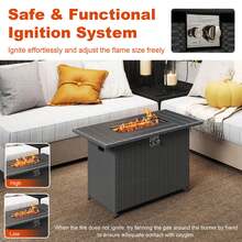Lifezeal 44.5" Propane Fire Pit Table With Metal Slatted Tabletop & Stainless Steel Burner Brown/Black/Gray - Black - View 8