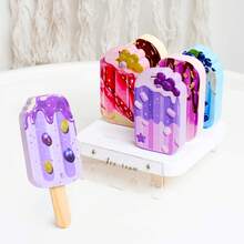 蒙特梭利木制玩具，仿真食物套装，过家家甜点架厨房游戏，冰淇淋冰棒可拆卸角色扮演玩具，培养技能，亲子活动，儿童生日礼物 - 彩色 - 查看 13