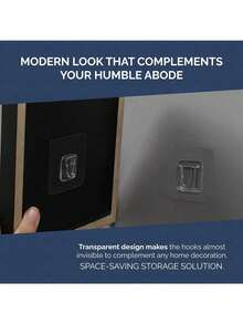 10/20个双面胶墙钩，无需钻孔，自粘式挂钩，适用于客厅、厨房、浴室等各种场景 - 透明色 - 查看 8