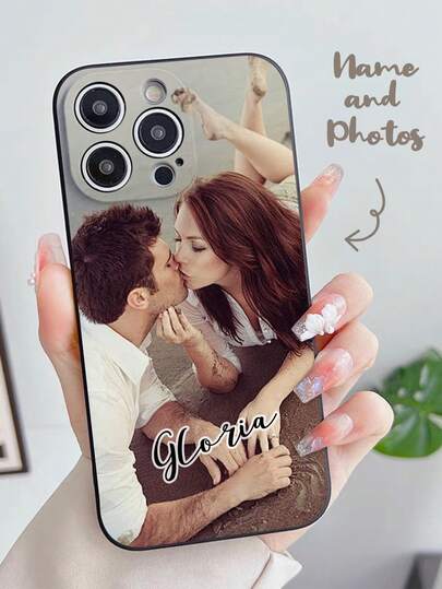 1 Peça Capa de Telefone de Proteção de Lente de Silicone com Cobertura Total Personalizada e Personalizada, Compatível com Apple 16, 15, 14, 13, 12, 11 Pro Max