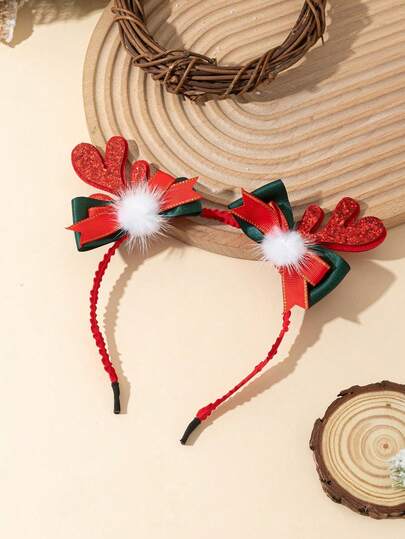 1 Stück eleganter Hirschgeweih-Schleife Weihnachtskopfband, geeignet für Festtagskleidung