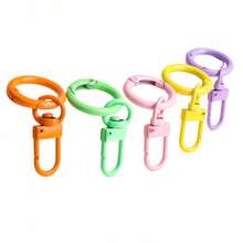 100pcs New Colorful Enameled Spring Ring Door Hooks, Key Rings - Multicolor - View 3