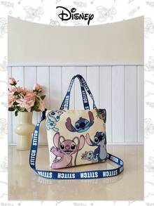 Disney 1个官方授权的米奇/史迪奇图案时尚手提包,休闲多功能单肩包,配有可调节肩带,适合女性/女孩/青少年/学生日常使用、外出、购物、返校等场合。 - 彩色 - 查看 9