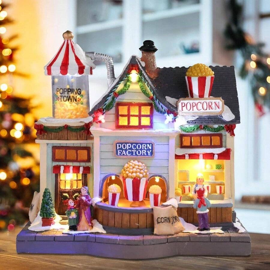 Village Houses - Houses Village - Lighted Musical Railway Station Moving Train Town Sets With Revolving Acrylic Trees Animated Figurines Indoor Decor Or