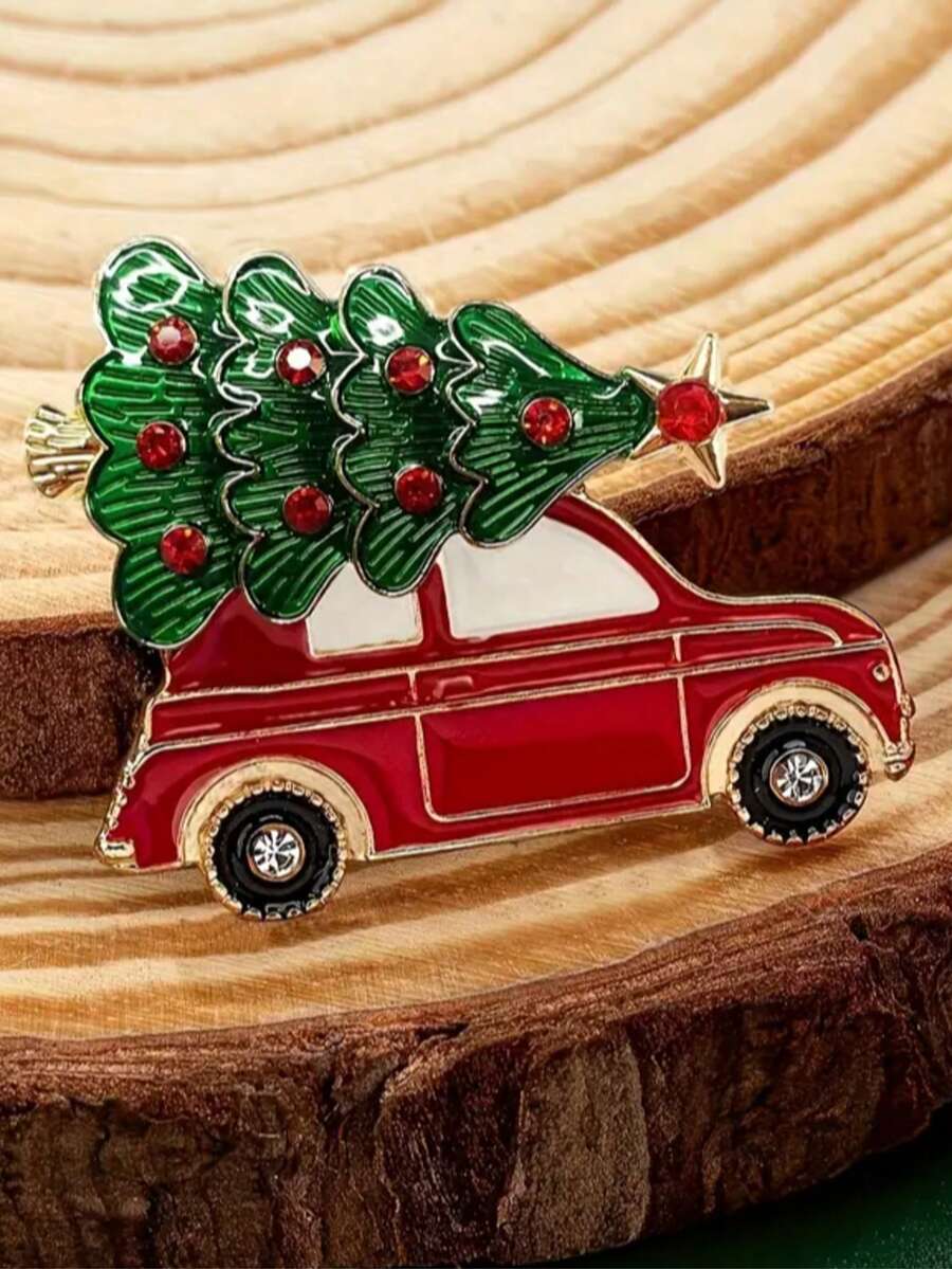 1 Stück Cartoon Weihnachtsbaum Brosche, elegantes Dekorationsgeschenk für Frauen, Schalclip