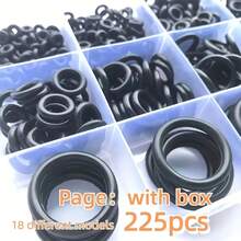 225-Piece Premium Rubber O-Ring Set - Oil-Resistant Durable Sealing Gaskets, Suitable For Pipeline, Automotive Mechanic's Air/Gas Connections And Faucet Connections, Comes With Plastic Box - Vòng đệm cao su đen - 225 chiếc - Xem 3