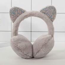 2025 New Cute Sequin Cat Ear Earmuffs, Warm Winter Ear Muffs, Plush Rabbit Fur Earmuffs For Kids
