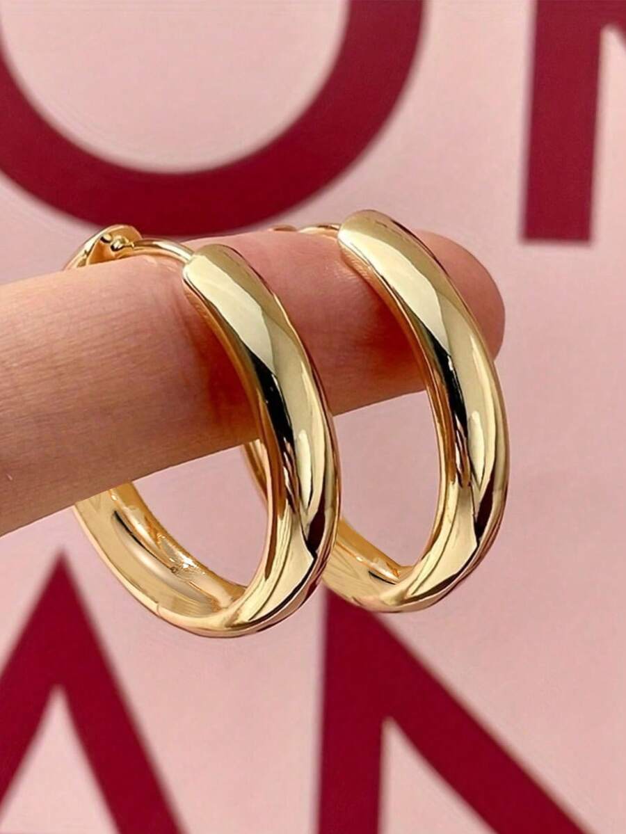 防过敏不锈钢 18K 镀金环状耳环 - 防褪色、舒适贴合、简约优雅的设计,适合日常佩戴和派对 - 完美的女士珠宝礼物、派对配饰、防褪色珠宝 - 彩色 - 查看 1