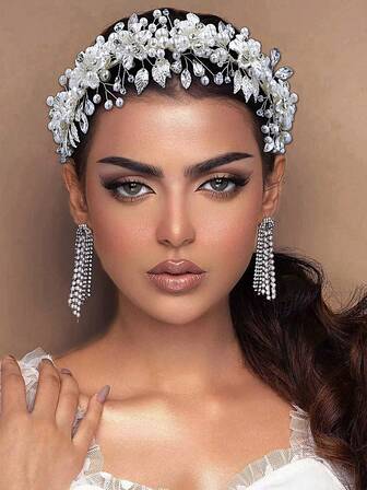 1 st elegant pärlhårband för brud, håraccessoar med strassdekor, lämplig för fest, firande, bal, fotografering