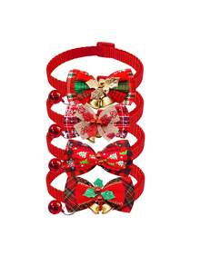 1 Stück Weihnachts Doppelschicht Fliege für Haustiere, verstellbar, klassisches Weihnachtsrot und Grün kariertes Glöckchen Dekor, geeignet für kleine Hunde und Katzen, exquisites und bequemes Weihnachtsgeschenk für Haustiere - Verschiedenfarbig - Übersicht 19