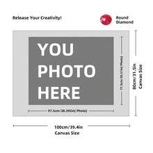 Kit di pittura a diamante personalizzata su misura per adulti, fai da te 5D, arte con punti a forma rotonda/quadrata, con foto, testo e disegno personalizzato, in varie dimensioni (20x25cm), decorazione personalizzata per la casa (Punti rotondi, 30x40cm), kit per adulti, decorazione con pittura a diamanti 5D