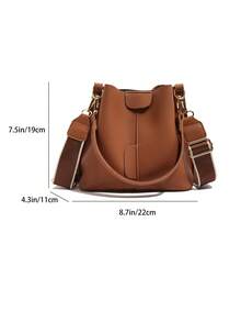 Nueva bolsa de hombro de moda para mujer, bolso cubo minimalista de unicolor de PU, bolso versátil y elegante de estilo retro de alta gama, adecuado para citas y compras