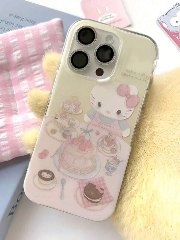 Anime 1pc Cute Cartoon Hello Kitty Dessert Pattern Phone Case, Fashionable Shock-Proof Protective Cover, Compatible With IPhone17/Compatible With IPhone17 Pro Max/Compatible With IPhone16 Pro Max/Compatible With IPhone15 Pro/Compatible With IPhone14/Compatible With IPhone13/12/11, Great Gift For Family, Friends, Siblings, And Partners