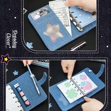 Cuaderno recargable vintage - Planificador de bolsillo estético con libro de pegatinas DIY y cubierta elegante | Diario portátil para estudiantes, viajeros y recuerdos, para útiles escolares, vuelta al cole - Multicolor - Ver 5