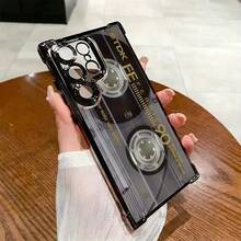 Nueva Funda de Teléfono Creativa Retro con Patrón de Cinta a Prueba de Golpes de Cuatro Esquinas para Samsung A12/13/14/15/16/21/22/23/24/25/26/32/33/34/35/36/50/51/52/53/54/55/56/73, S25/S24/S23/S22/S21/S20/Note 20/FE/Ultra/Plus, Funda Protectora Negra Suave y a la Moda, Opción de Regalo Unisex para las Vacaciones - Colores mixtos - Ver 3