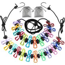 2 Pack Camping Clothesline Portable 12 Clothespins, Camping Accessories Travel Clothesline For Outdoor Indoor, Retractable Clothes Line Elastic Clothesline For Camper Hotel Room - Multicolor - View 1