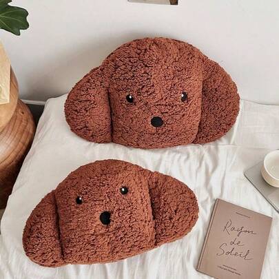 1 pièce, Oreiller en peluche en forme de chien nounours mignon, oreiller décoratif de couleur unie, coussin de canapé, de chaise, soutien dorsal pour la chambre à coucher