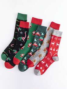 6 Paar bunte Socken, bequeme & weiche Socken bis zur Mitte des Knöchels, Weihnachtsmotive Lässige stilvolle Herren Socken