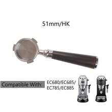 1pc 51mm Bottomless Triple Spout Coffee Handle, Suitable For Dedica EC680/EC685 Espresso Machine, Bottomless Naked Espresso Handle With Stainless Steel Filter Basket - Multicolor - View 9