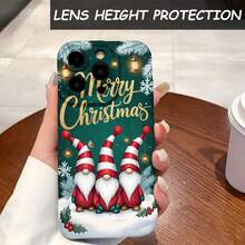 1PC Phone Case ,  Merry Christmas Gnomes Snowflakes Lights , Stylish Phone Case, Phone Decoration, All-around Lens Protection, Creative Small Gift, Funny Gift for Boys and Girls