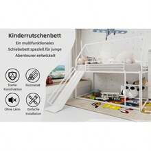 Twin über Twin Etagenbett mit Rutsche für Kinder Schlafzimmer, Haus geformt Bettgestell w / Leiter, kein Boxspring benötigt & einfach zu montieren