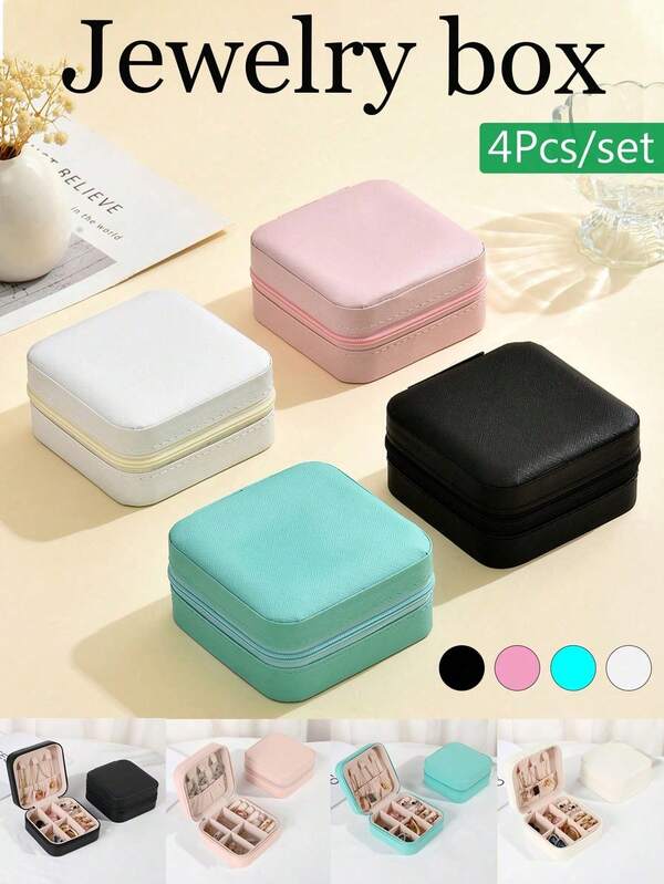 1 pieza Joyero de viaje, Caja de almacenamiento de joyas mini, Caja de joyas con cremallera de viaje, Caja de joyas portátil, Caja de almacenamiento de joyas, Caja de almacenamiento de cosméticos, Accesorios de almacenamiento de viaje, Esenciales de viaje, Adecuado para anillos, collares, pulseras, aretes, etc., Regalos para mujeres, Regalos navideños.