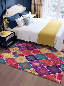 Bohemian Style Indoor Decorative Carpet, New Short Plush Pearl Velvet Material Indoor Carpet, Living Room Carpet, Sofa Carpet, Bedroom Carpet, Anti-Slip Bedside Rug, Dining Room & Kitchen Carpet, Office Chair Pad, Entryway Doormat, Outdoor Picnic Mat, Outdoor Camping Blanket - Multicolor1 - View 4