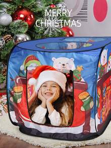 Tienda de trineo de Navidad para niños, casa de juegos portátil sin montaje necesario, espacio de fiesta interactivo para padres e hijos, casa de juegos para interiores/exteriores, edición limitada de regalo de Navidad para niños y niñas (diseño decorativo de trineo)