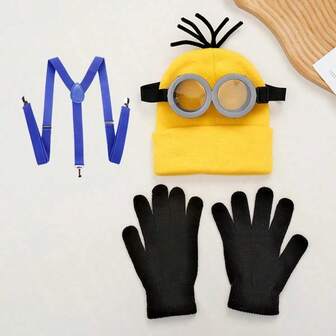 Minions Minyonlar Minyonlar Parti Kostüm Aksesuarları - Parti Şapkası, Askılar, Eldivenler, Cadılar Bayramı Partisi ve Çeşitli Parti Süslemeleri İçin Uygundur
