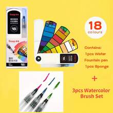 18/24/42/60色固体水彩颜料套装，可折叠旅行水彩颜料，含水彩笔，专用扇形绘画工具