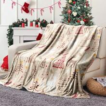 Cobertor de Natal Estilo Escandinavo com Estampas de Rena e Árvore - Manta Felpuda Aconchegante para Decoração de Feriados, Presente de Natal Ideal para Casas Europeias/Americanas