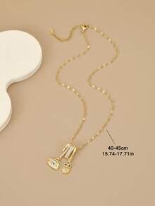 1 chiếc vòng cổ thép không gỉ hình học Cubic Zirconia thời trang dành cho nữ, thích hợp để đeo hàng ngày, có hình sao biển, vỏ sò, dấu chân, hoa 8 cánh, bướm, hoa sen, ngôi sao 8 cánh, hoa hướng dương, huy hiệu tiền xu, trang sức tông vàng, vòng cổ mạ vàng chất lượng cao, phụ kiện vàng dành cho nữ, quà tặng Halloween, quà tặng Giáng sinh - Mắt cú - Xem 3