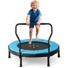 40'' Trampoline For Kids Indoor/Outdoor Fitness Trampoline W/ Foam Handlebar - Blue - View 10