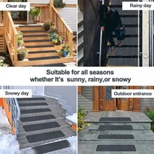 1/7/15 Nakładki na schody zewnętrzne, antypoślizgowe na schody drewniane, bieżniki na schody drewniane, trwała mata na schody zewnętrzne, antypoślizgowe na schody, dywan do wewnątrz i na zewnątrz, mata na schody zewnętrzne dla zwierząt domowych, antypoślizgowa, odporna na zarysowania - z samoprzylepnym podkładem. Wielokrotnego użytku podkład samoprzylepny zapobiega przesuwaniu się mat schodowych - łatwa instalacja, 1/4/7/8/15 szt.