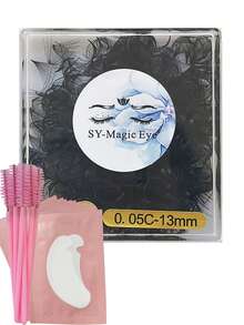 1000 Piezas por caja, 20D, Grosor 0,05 mm, 8-18 mm, Rizo C/D, Extensiones de pestañas con abanico premontado, con 10 Piezas de almohadillas para extensiones de pestañas y 10 Piezas de cepillos para pestañas, Suave y natural, Fácil de transportar, Pestañas postizas hechas a mano, Para fiestas y viajes, Navidad