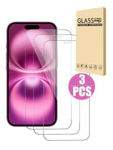 3 片高清钢化玻璃屏幕保护膜，9 小时硬度，透明，防刮，防摔，防水，兼容 Apple 11/12/13/14 Pro Max/15 Pro Max/16ProMAX/16PRO/16/16PLUS/17/17 Pro/17 Pro Max/17 Air - 無色 - 查看 16