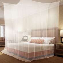 Bed Canopy Curtains 4 Doors Square Polyester Bed Net Bedroom Decoration Easy Installation For Queen/King Size With Storage Bag 190*210*240cm White - 米色 - 查看 2
